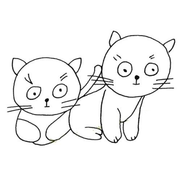 Two cute kittens simple drawing pictures