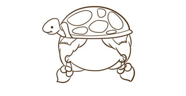 Simple drawing of a little girl in turtle costume