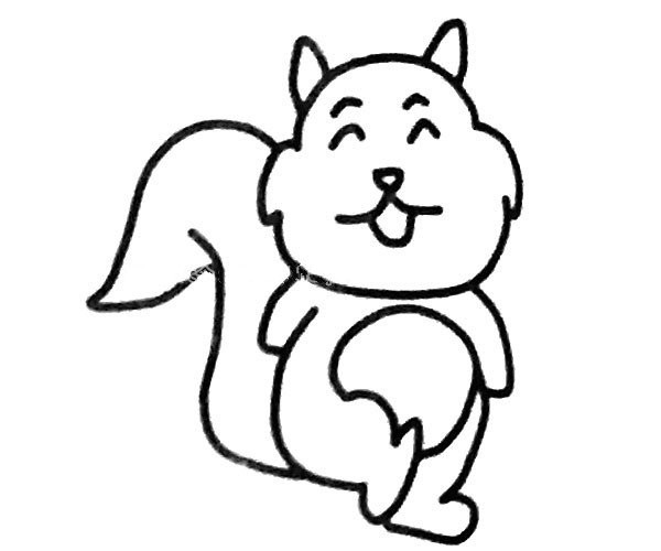 Draw a happy squirrel in four steps