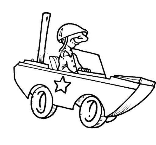 Cartoon armored vehicle simple drawing picture