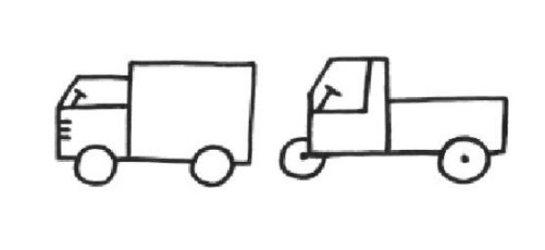 Simple drawing of a small truck driving