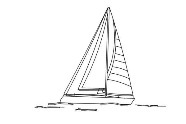 Simple drawing of small sailing boat with color