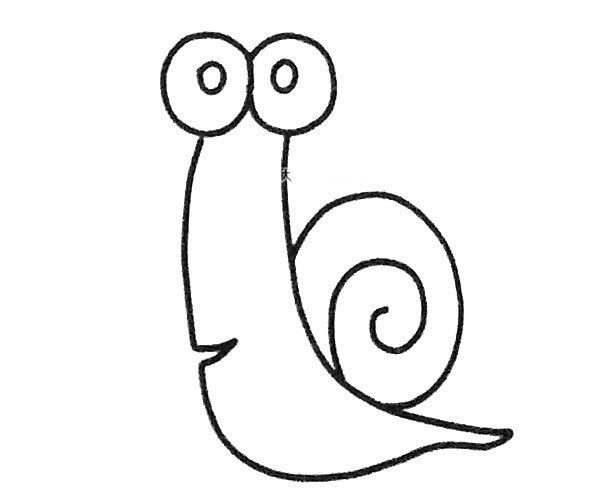 A set of simple drawing pictures of snails