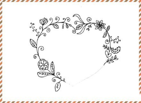 Simple drawing method of heart-shaped garland