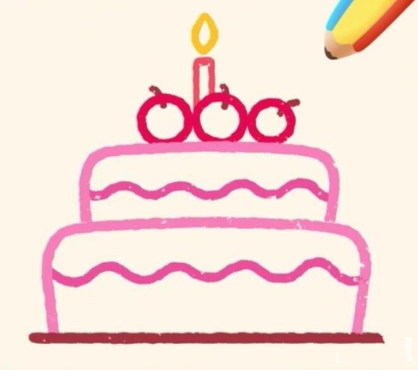 Magical simple drawing birthday cake