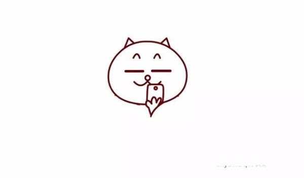 Draw a kitten playing with a mobile phone