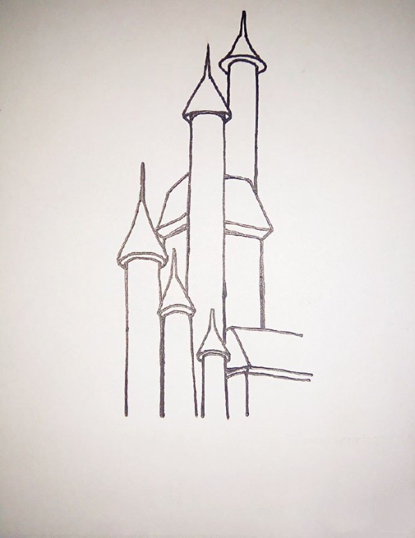 Step by step drawing of beautiful castle with simple strokes