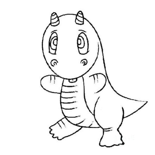 Cute baby dinosaur simple drawing