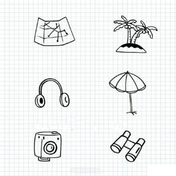 54 simple black and white sketches about travel