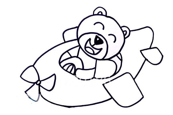 How to draw a bear flying on a plane