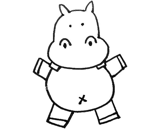 Teach you how to draw a cute hippopotamus