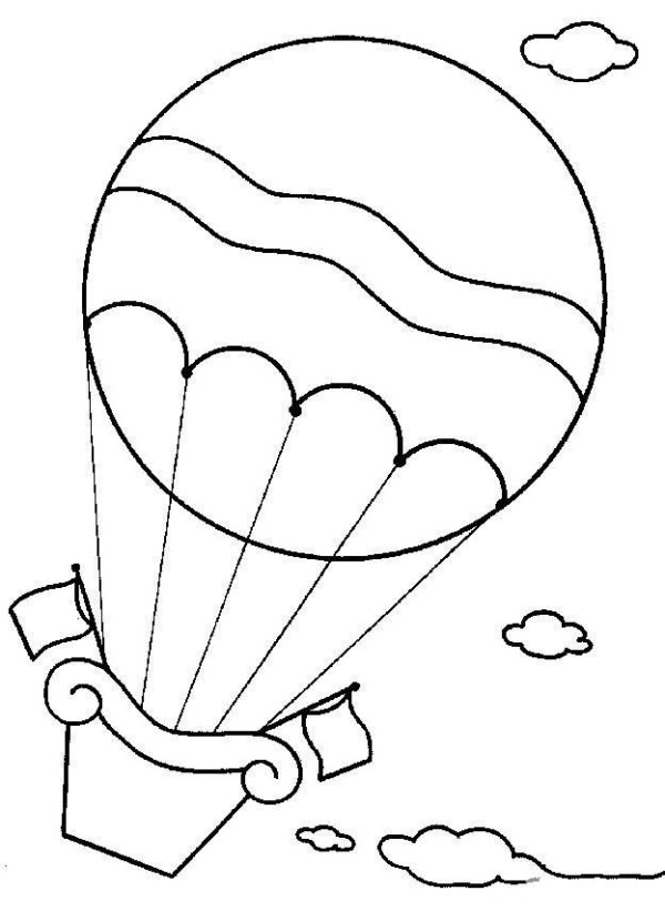 Complete collection of simple drawings of means of transportation and simple drawings of hot air balloons