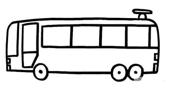 Simple drawings of cartoon cars, trucks, trams, and sailboats