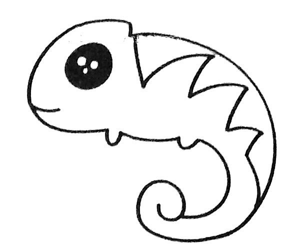 Draw a cute chameleon in four steps