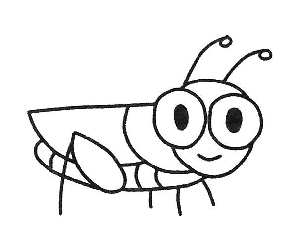 A set of simple drawing pictures of cartoon grasshoppers