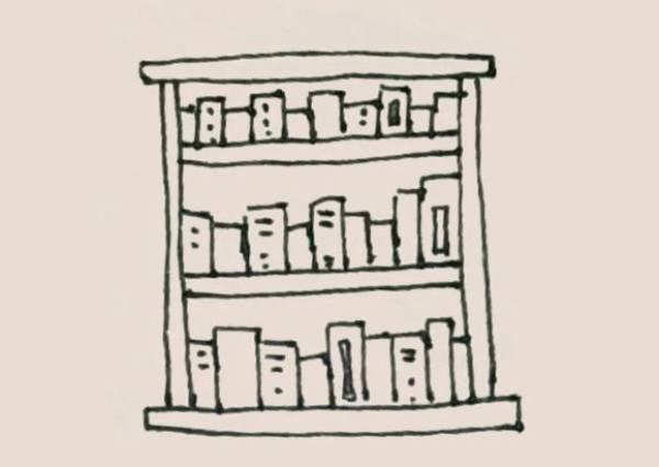 Simple drawing bookshelf