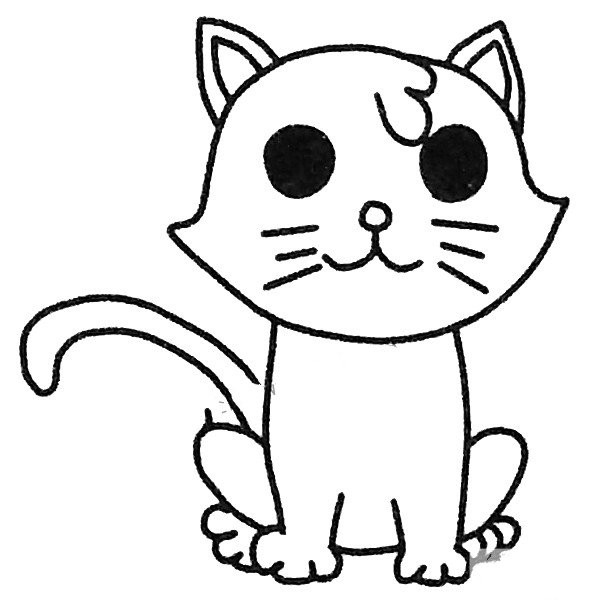 Cute kitten simple drawing picture