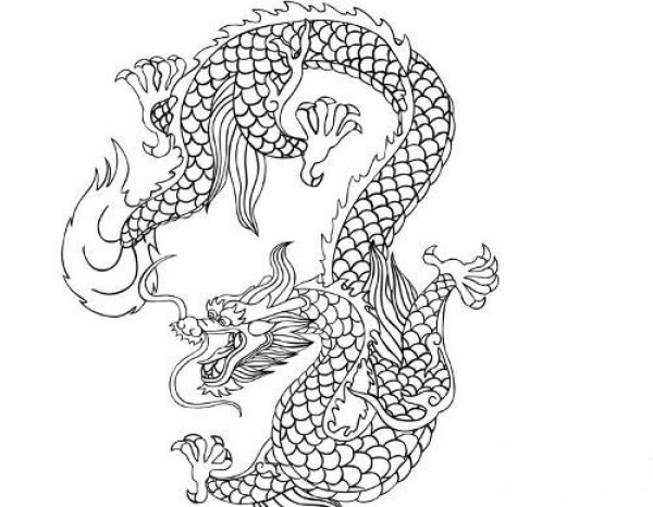 A simple drawing of a dragon. A simple drawing of a domineering Chinese dragon.