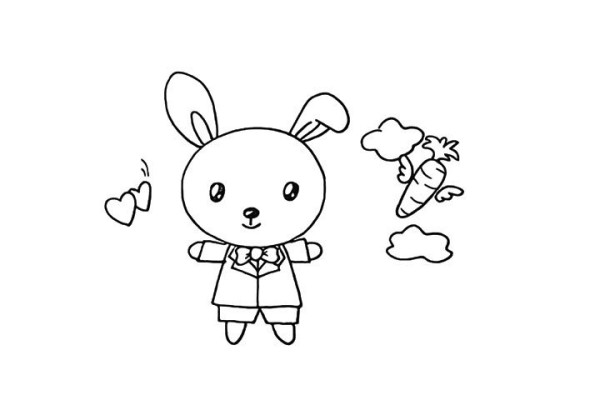 Simple drawing tutorial of a little rabbit who loves to eat carrots