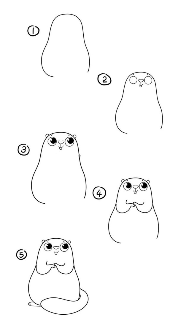 Cute groundhog simple drawing pictures and steps