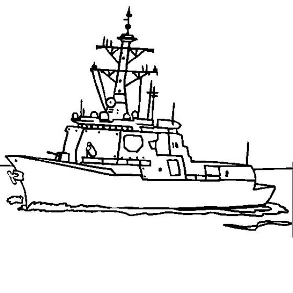 Simple drawing of the ship. Simple drawing of the destroyer King Sejong the Great.