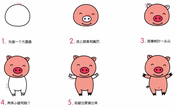 How to draw a pig with simple strokes