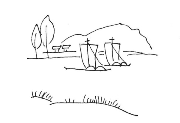 Six simple drawings of beautiful village scenery