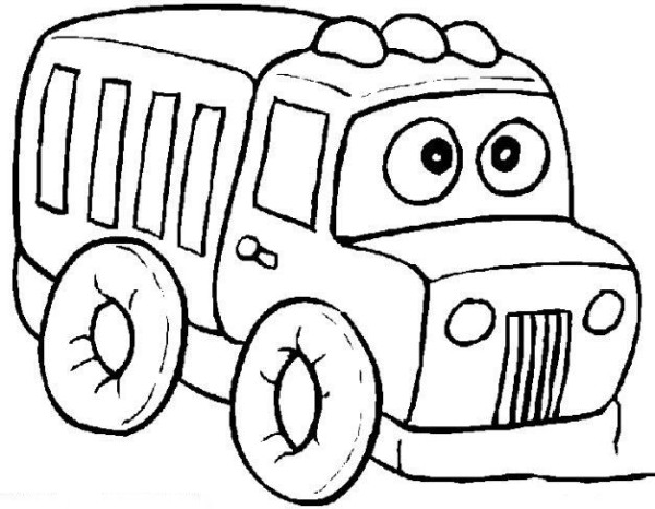 Simple drawing picture of a large truck carrying cargo