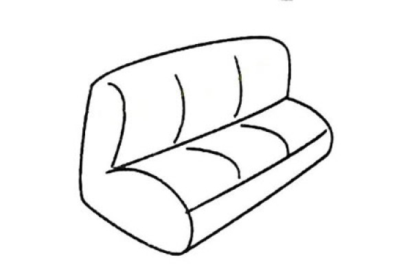 Simple drawing picture of three-seat leather sofa