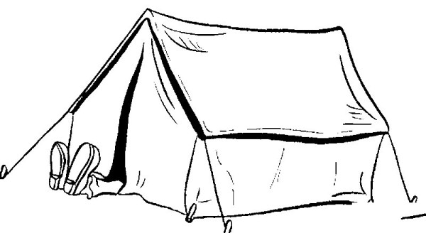 Simple drawing pictures of camping in the wild