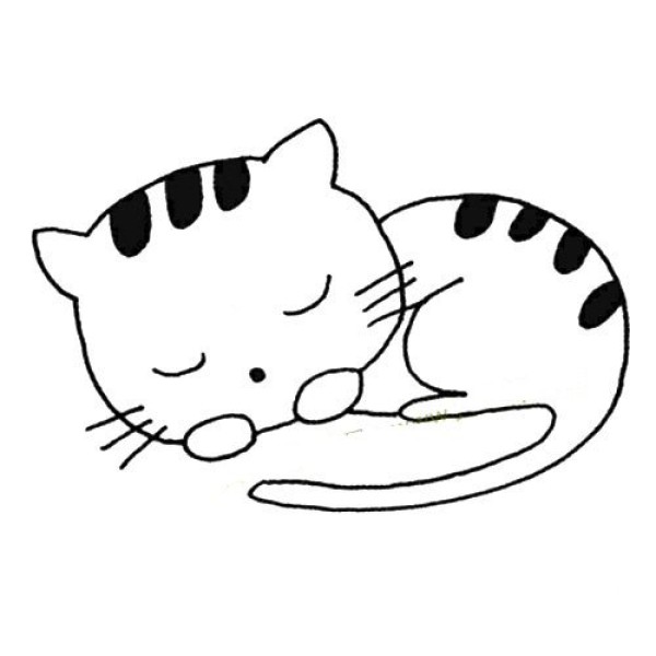 Kitten sleeping simple drawing picture