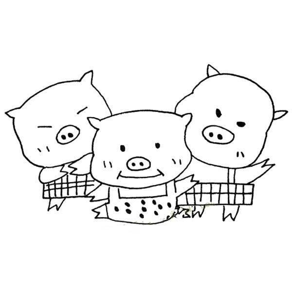 Three little pigs simple strokes