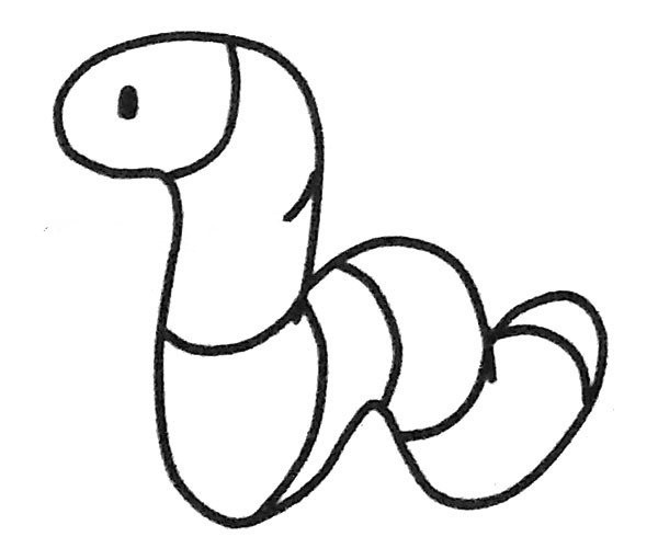 Learn to draw a cartoon earthworm in four steps