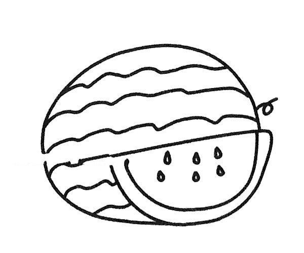 Five beautiful watermelon simple drawing pictures