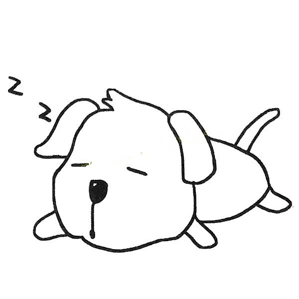 Simple drawing picture of a sleeping puppy