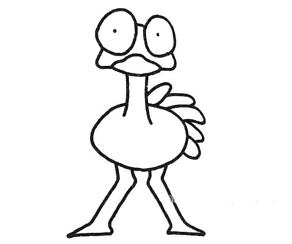 Learn to draw a simple ostrich in four steps