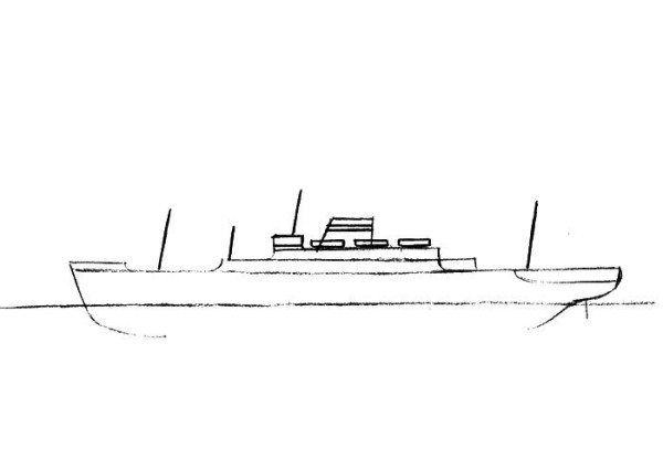 Simple drawing steps of luxury cruise ship