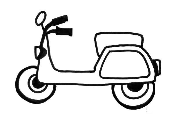 Simple drawing of vehicle motorcycle