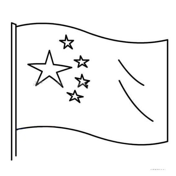 Childrens simple drawing of the five-star red flag