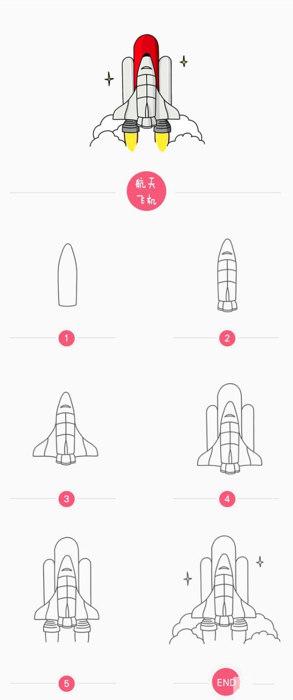 How to draw a space shuttle with simple strokes