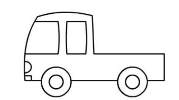 Simple drawings of various childrens cartoon mini trucks