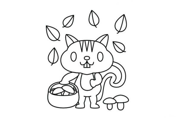 Kitten picking mushrooms