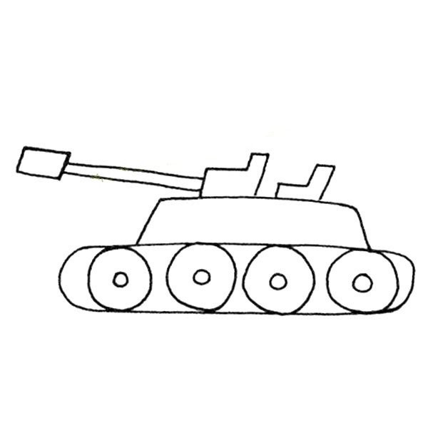 A set of beautiful simple drawing pictures of tanks