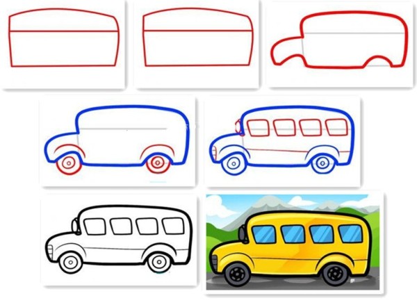 School bus simple drawing tutorial