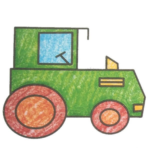 Children learn to draw a road roller