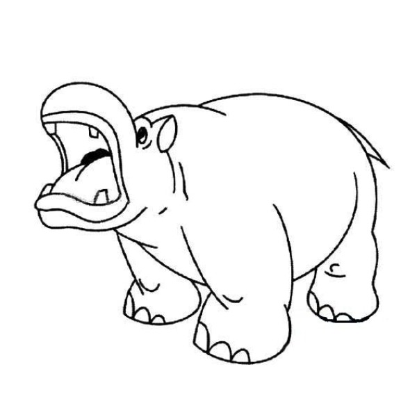 A simple picture of a hippopotamus with its mouth open