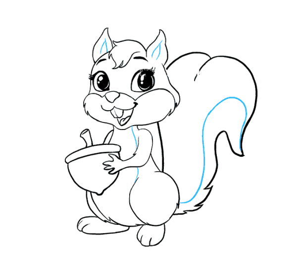 Super detailed simple drawing tutorial of cute squirrel