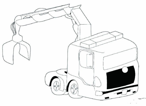 Simple drawing picture of truck mounted lifting transport truck