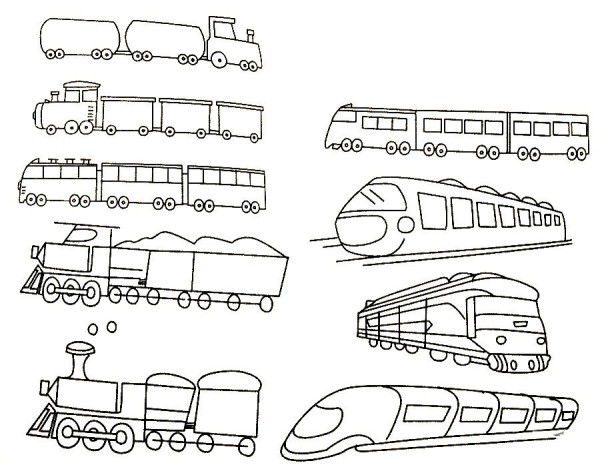 Complete collection of simple train drawings and drawing steps