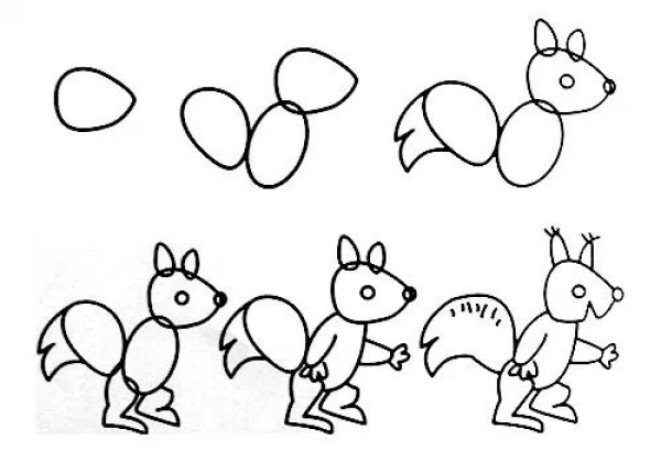 How to draw a squirrel in simple strokes